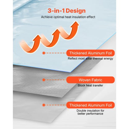 Dubbelreflekterande isoleringsrulle, operforerad vävd strålningsbarriär, 0,15 mm 38,1 m x 1,22 m, Dubbelsidig aluminiumfolie värmereflekterande sköld, Värmeisoleringsrulle för fönstertak |  EU