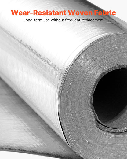 Double Reflective Insulation Roll, Non-Perforated Woven Fabric Radiant Barrier, 0.15mm 48 in x 125 ft, Double-Sided Aluminum Foil Heat Reflective Shield, Thermal Insulation Roll for Window Roofs