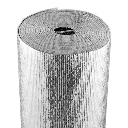Double Reflective Insulation Roll, Foam Core Radiant Barrier, 3.2 mm 48 in x 25 ft, Double-Sided Aluminum Foil EPE Foam Heat Reflective Shield, Thermal Insulation Roll for Window RV Roof