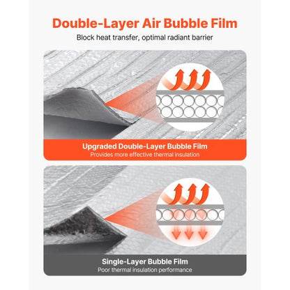 Reflekterande Isoleringsrulle, Dubbelskiktad Luftbubblor Strålningsbarriär, 6mm 30,48 mx 1,22 m, Aluminiumfolie Vit PE-Film Värmereflekterande Sköld, Värmeisoleringsrulle för Garageport Fönster Husbilstak |  EU