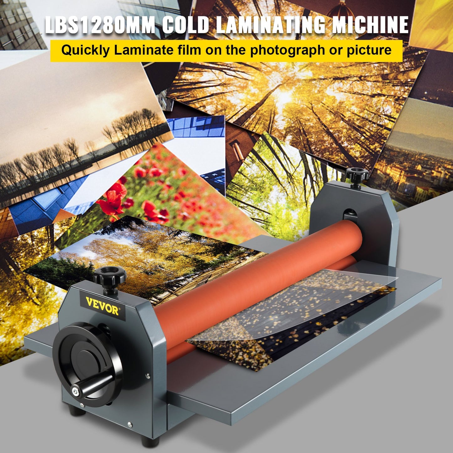 51 Inch Cold Laminator Machine 10mm Manual Vinyl Photo Film Cold laminator Hand Crank Pressure Cold Roll laminator(51Inch)
