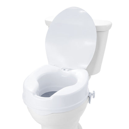 Raised Toilet Seat, 4" Height Raised, 300 lbs Weight Capacity, Universal Toilet Seat Riser, Screw Rod Locking, with Toilet Seat, for Elderly, Handicapped, Patient, Pregnant, Medical