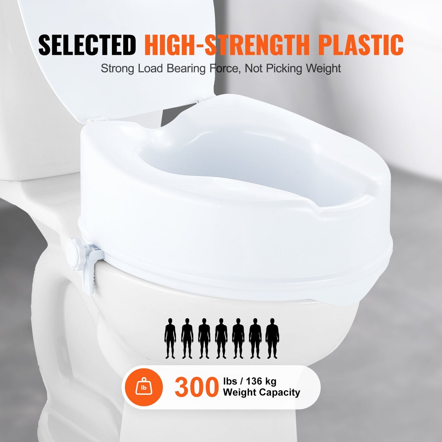 Raised Toilet Seat 5" Raised 300 lbs Universal Toilet Riser for Elderly