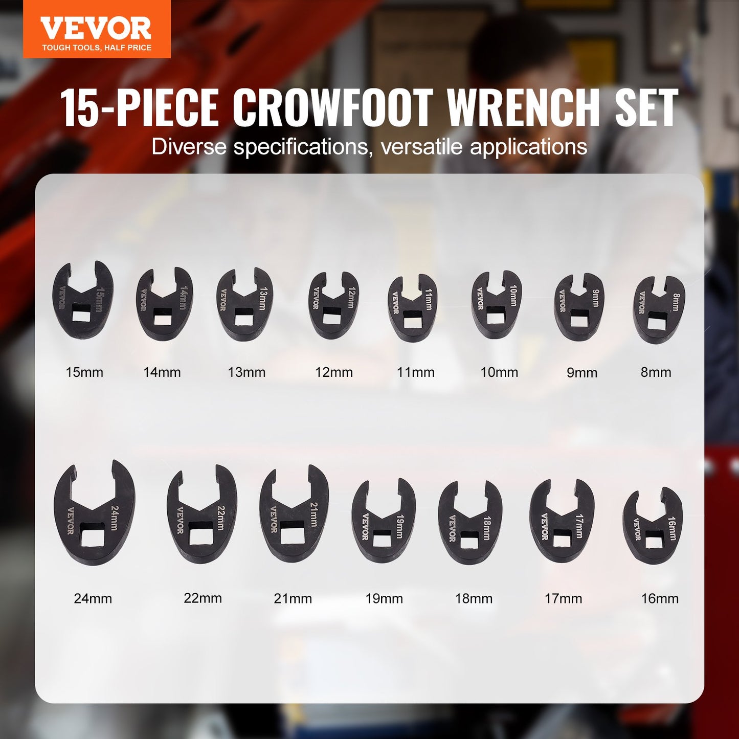 Crowfoot wrench set 1/2