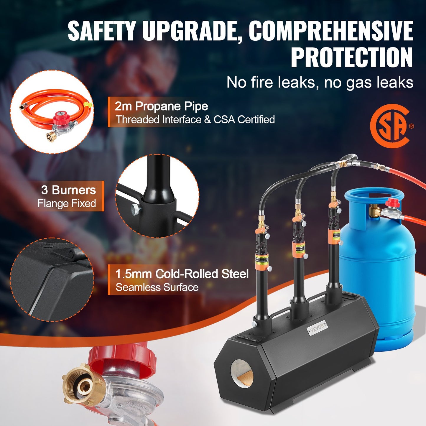 Portable Propane Forge 3 brännare hovslagare Forge 2600℉ Verktygskniv Metal Forge