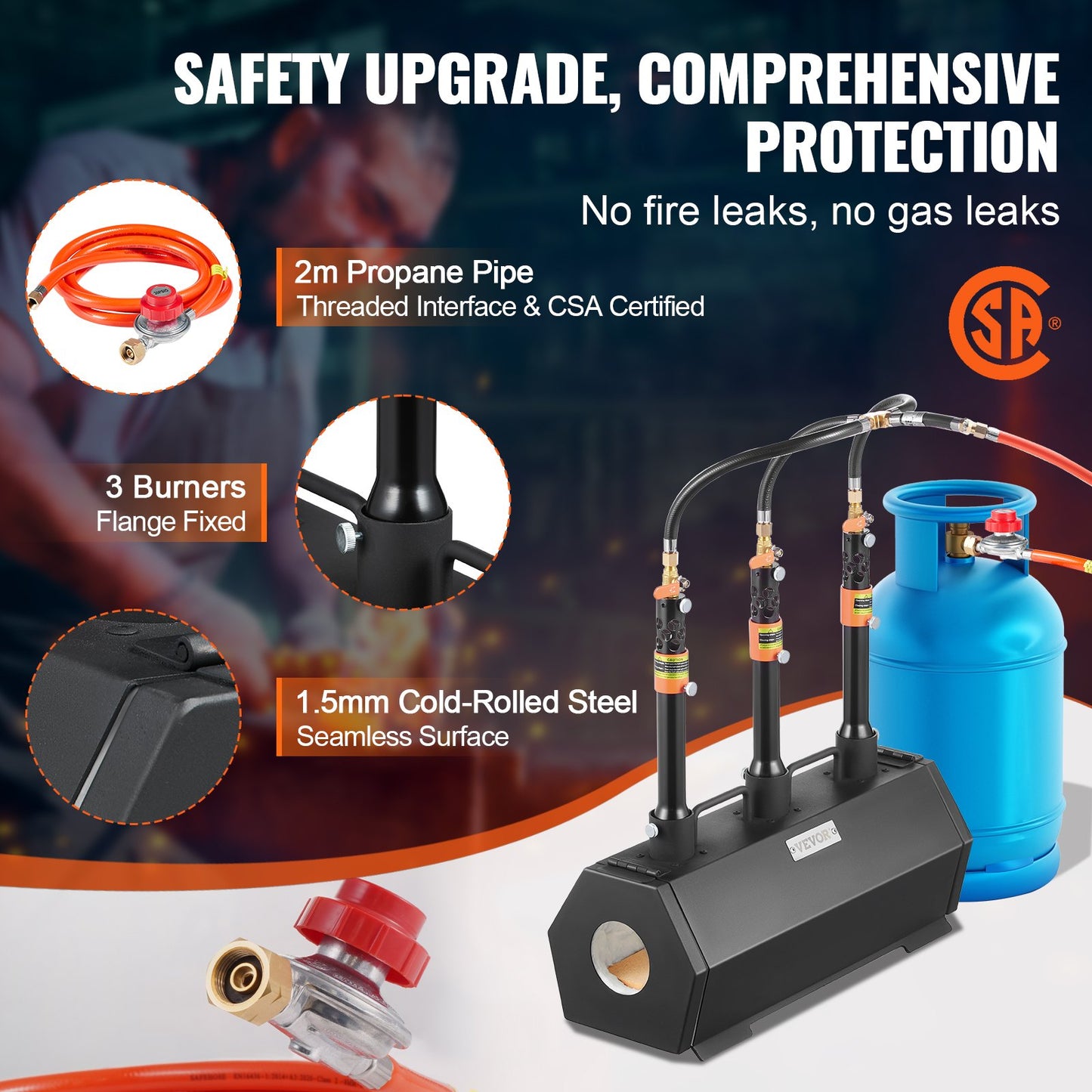 Portable Propane Forge 3 brännare hovslagare Forge 2600℉ Verktygskniv Metallsmide