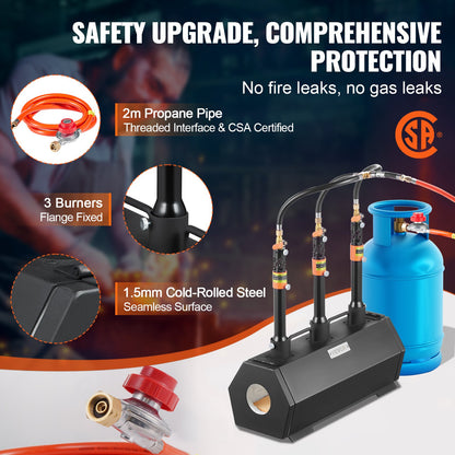 Portable Propane Forge 3 brännare hovslagare Forge 2600℉ Verktygskniv Metallsmide