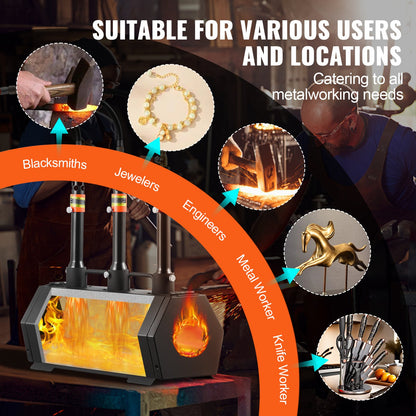 Portable Propane Forge 3 brännare hovslagare Forge 2600℉ Verktygskniv Metallsmide