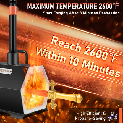 Propane Forge Portable, Single Burner Tool and Knife Making, Large Capacity Blacksmith Farrier Forges, Mini Furnace Blacksmithing, Gas Forging Tools and Equipment, Complete Kit