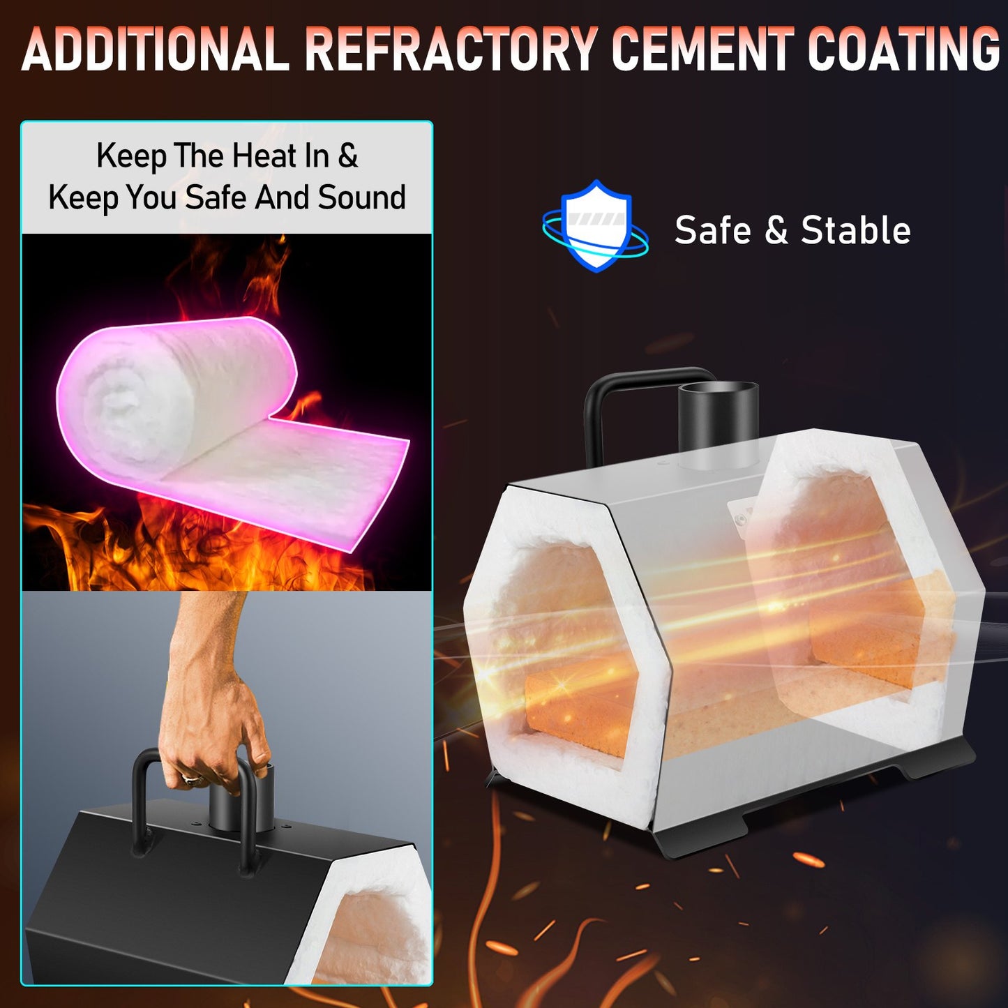 Propane Forge Portable, Single Burner Tool and Knife Making, Large Capacity Blacksmith Farrier Forges, Mini Furnace Blacksmithing, Gas Forging Tools and Equipment, Complete Kit