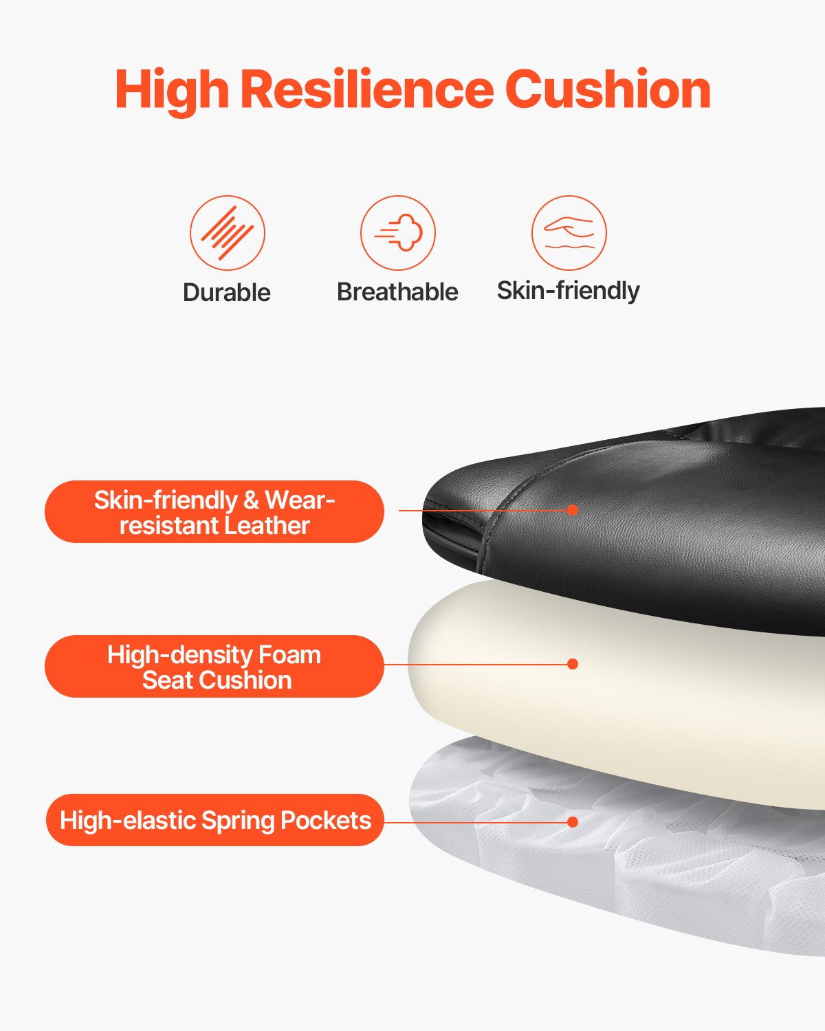 Executive Chair High Back Office Chair with Footrest Lumbar Cushion Black