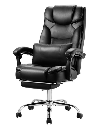 Executive Chair High Back Office Chair with Footrest Lumbar Cushion Black