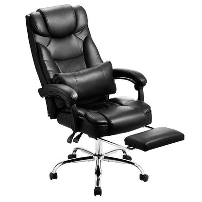 Executive Chair High Back Office Chair with Footrest Lumbar Cushion Black
