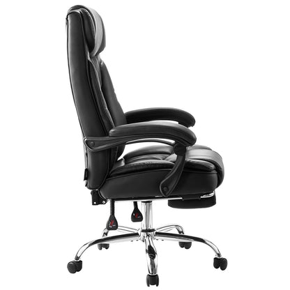 Executive Chair High Back Office Chair with Footrest Lumbar Cushion Black