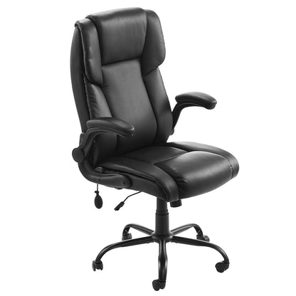 Executive Chair High Back Desk Chair Folding Armrests Lumbar Support Black