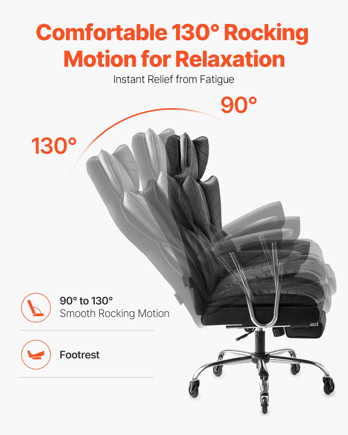 Executive Office Chair High Back Chair Footrest &amp; Removable Armrests Black