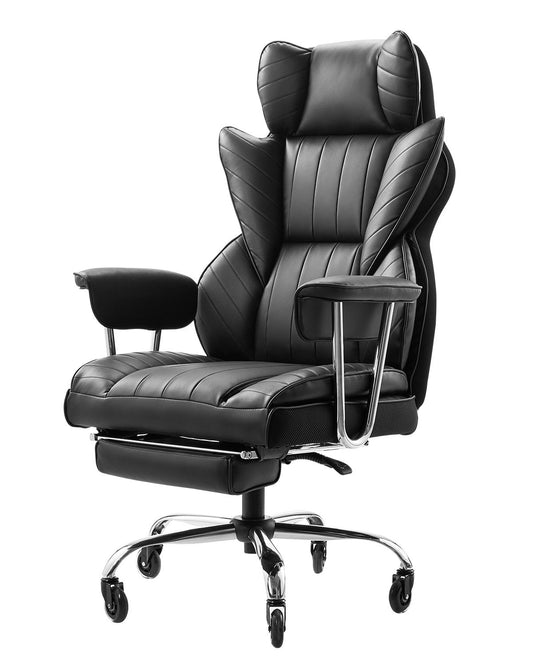 Executive Office Chair High Back Chair Footrest &amp; Removable Armrests Black