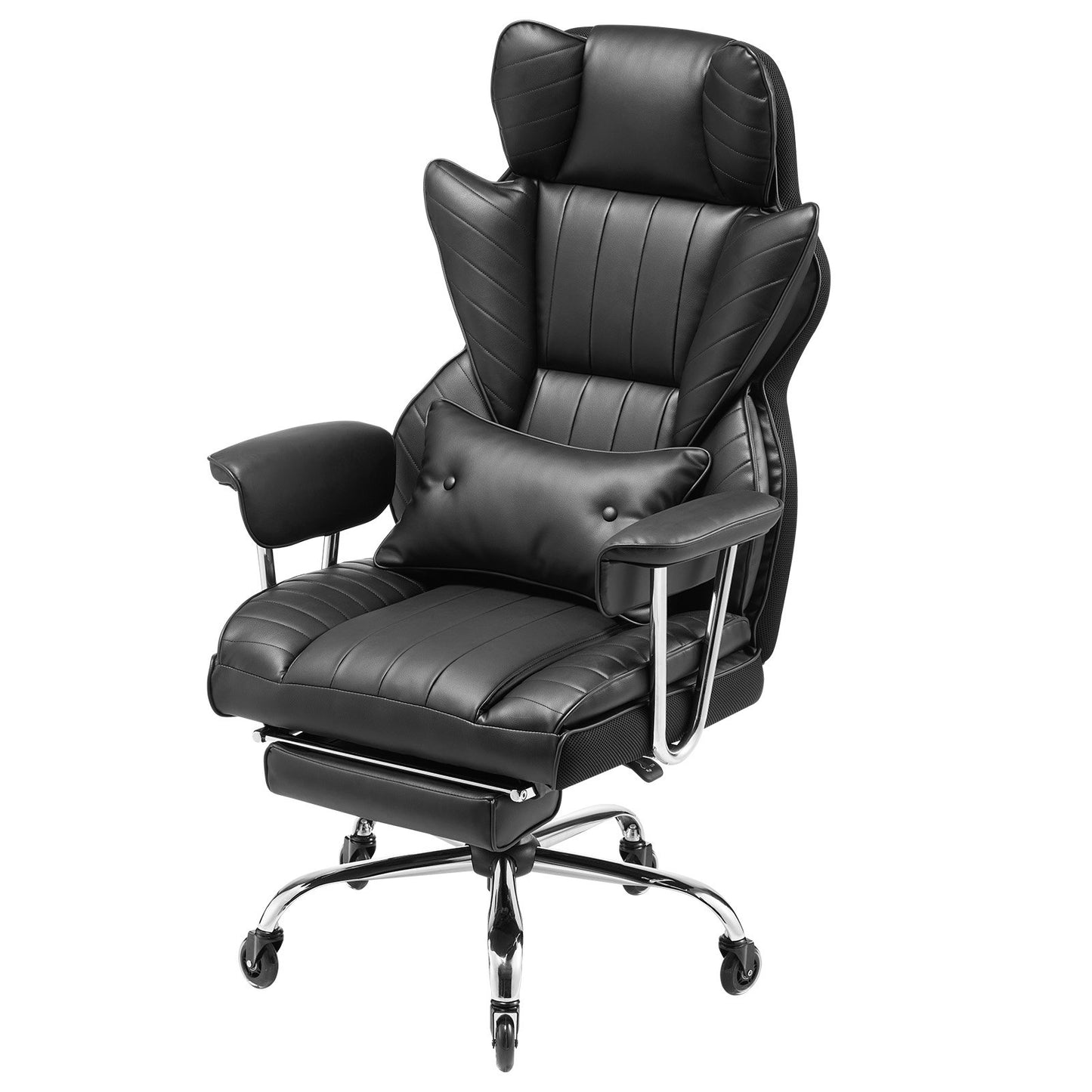 Executive Office Chair High Back Chair Footrest &amp; Removable Armrests Black