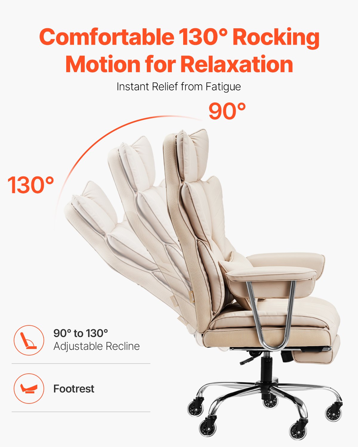 Executive Office Chair High Back Chair Footrest &amp; Removable Armrests Brown