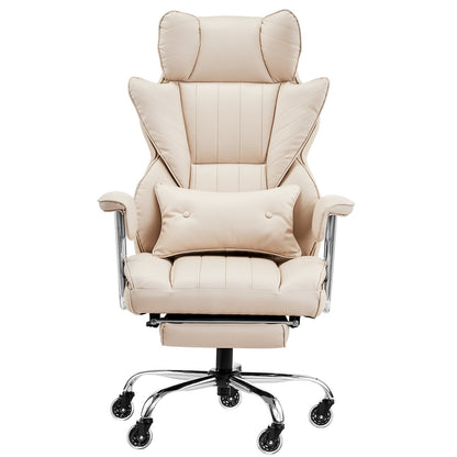 Executive Office Chair High Back Chair Footrest &amp; Removable Armrests Brown