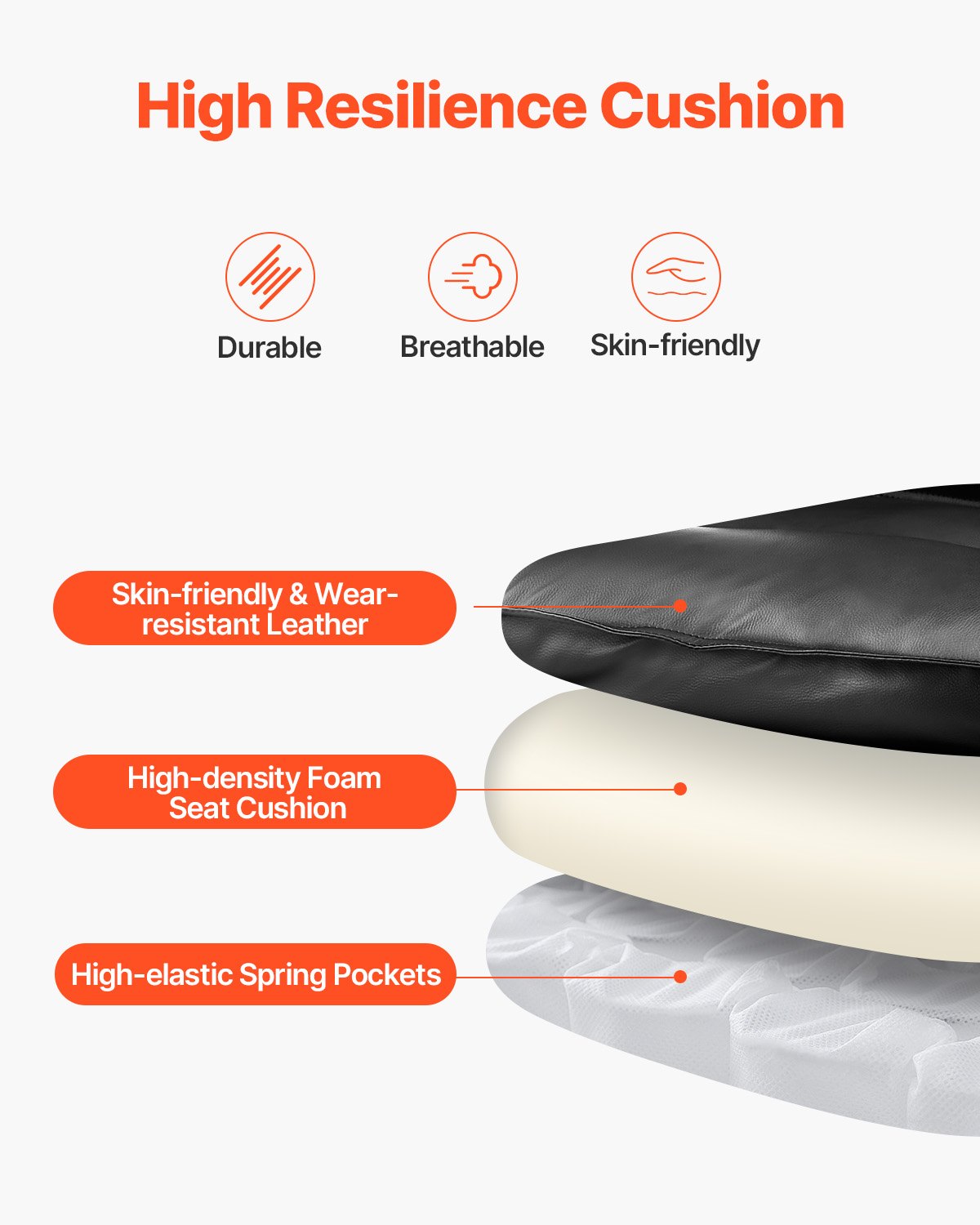 Executive Office Chair High Back Chair with Footrest Lumbar Cushion Black