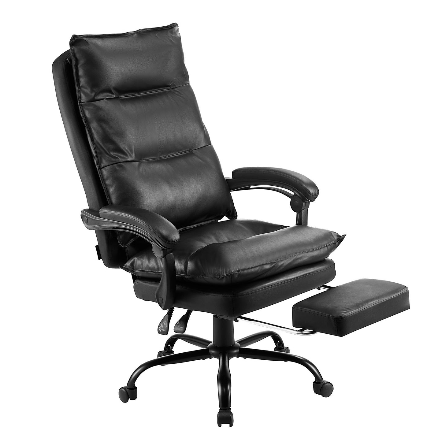 Executive Office Chair High Back Chair with Footrest Lumbar Cushion Black