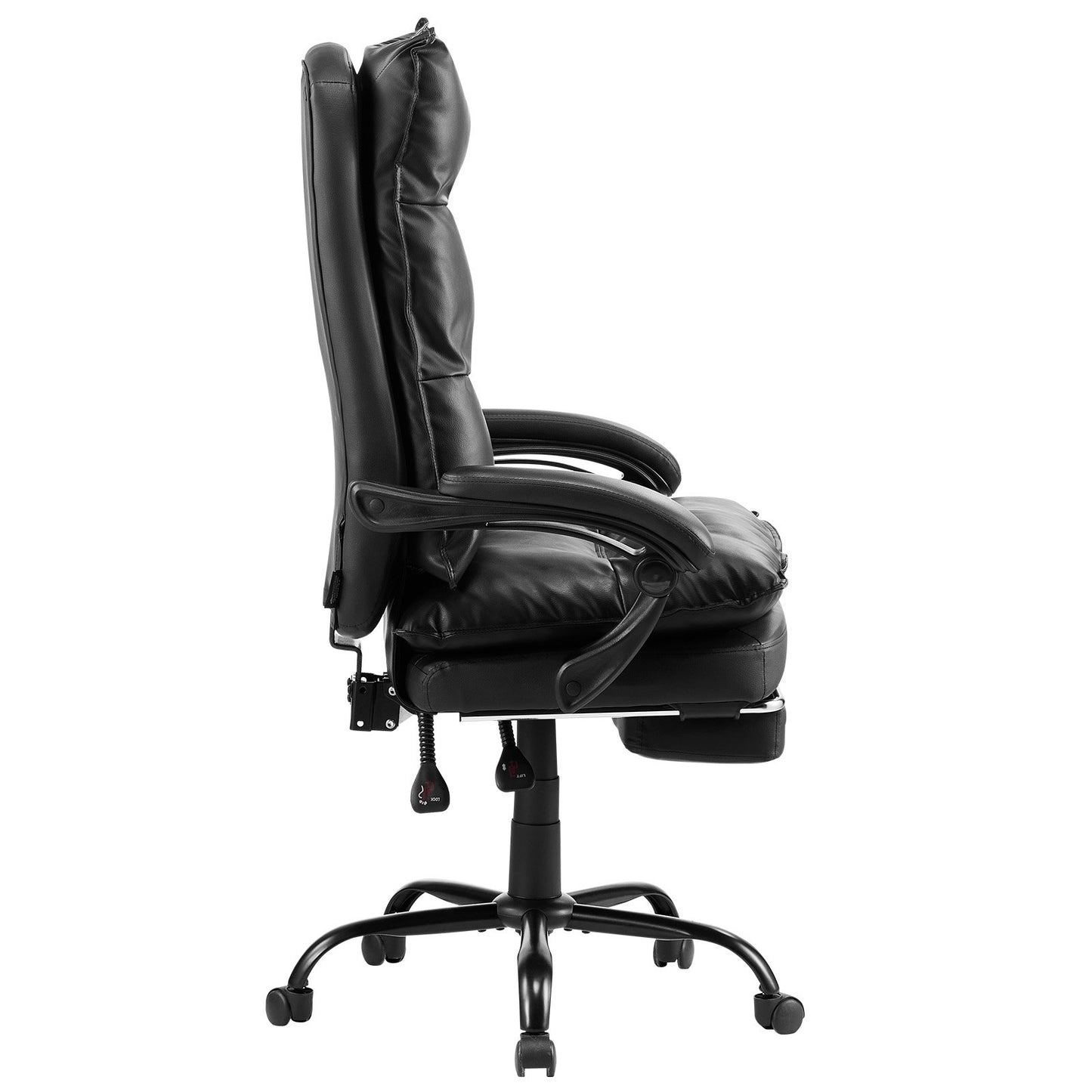 Executive Office Chair High Back Chair with Footrest Lumbar Cushion Black