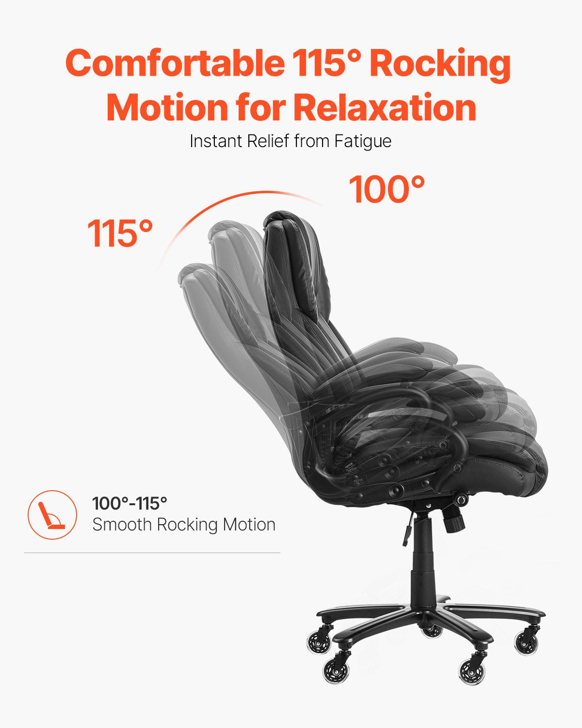 Executive Chair High Back Office Chair Knob-Control Lumbar Support Black