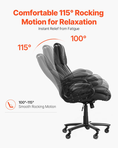 Executive Chair High Back Office Chair Knob-Control Lumbar Support Black