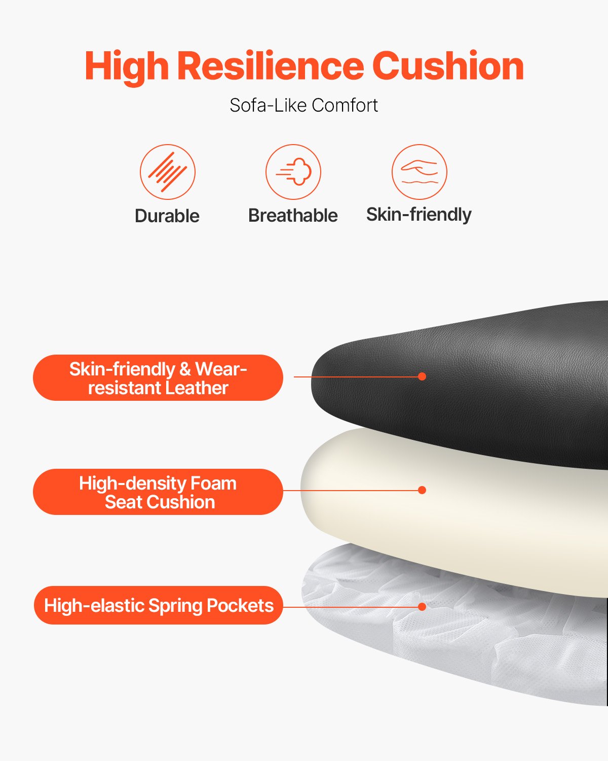 Executive Chair High Back Office Chair Knob-Control Lumbar Support Black