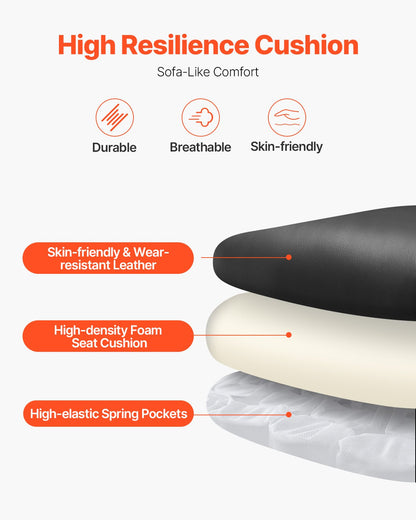 Executive Chair High Back Office Chair Knob-Control Lumbar Support Black