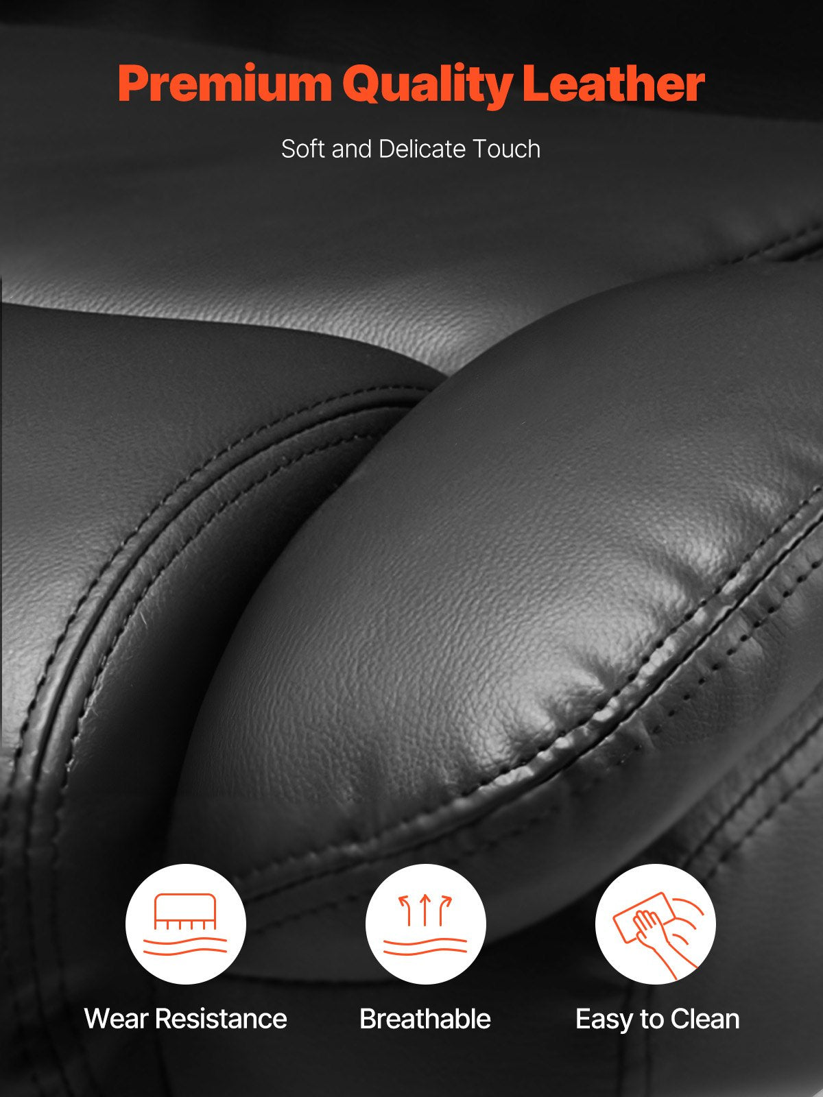 Executive Office Chair with Knob-Control Lumbar Support, 500lb Capacity Office Chair, Heavy Duty Ergonomic Chair, Height Adjustable PU Leather Reclining Home Office Desk Chairs, Black