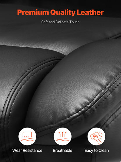 Executive Office Chair with Knob-Control Lumbar Support, 500lb Capacity Office Chair, Heavy Duty Ergonomic Chair, Height Adjustable PU Leather Reclining Home Office Desk Chairs, Black