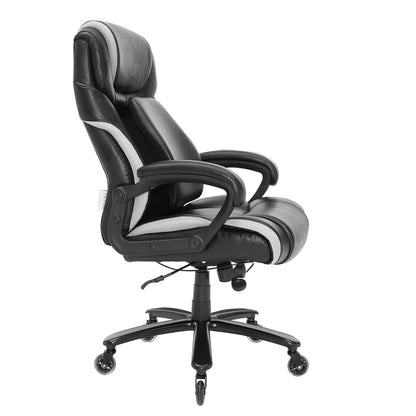 Heavy Duty Executive-kontorsstol med banbrytande justerbart svankstöd för långa timmar, stor och lång 400lbs kontorsstol, bred tjock vadderad stark metallbas Tysta hjul