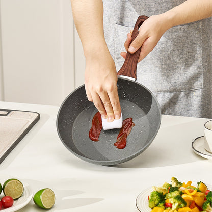 Frying Pan Skillet, Aluminum Egg Fry Pans, 3 Piece Set (9.5, 11, 12 in), Nonsitck Heavy-Duty Skillets with Heat-Resistant Handle, Chef's Kitchen Cookware, for Gas, Electric, Induction, Grey