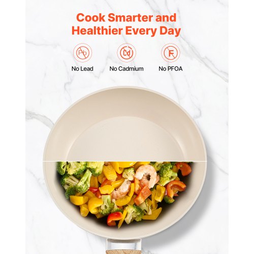 3-teiliges Aluminium-Bratpfannen-Set mit 200, 240, 280 mm Griffen, beige eingebrannt