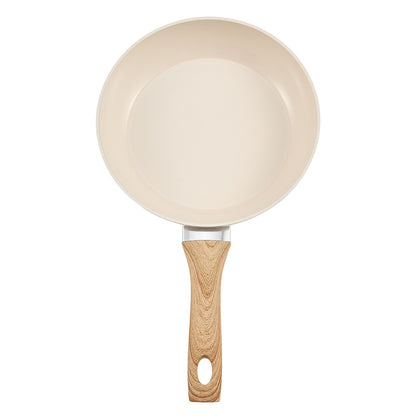 Frying Pan Skillet, Aluminum Egg Fry Pans, 3 Piece (8, 9.5, 11 in), Nonsitck Ceramic Heavy-Duty Skillets with Heat-Resistant Handle, Chef's Kitchen Cookware for Gas, Electric, Induction, Beige