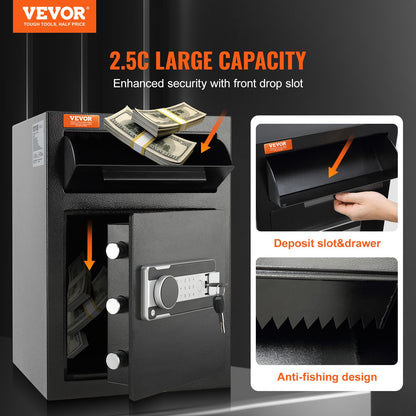 2.5 C Depository Safe Deposit Box with Drop Slot Password and Keys