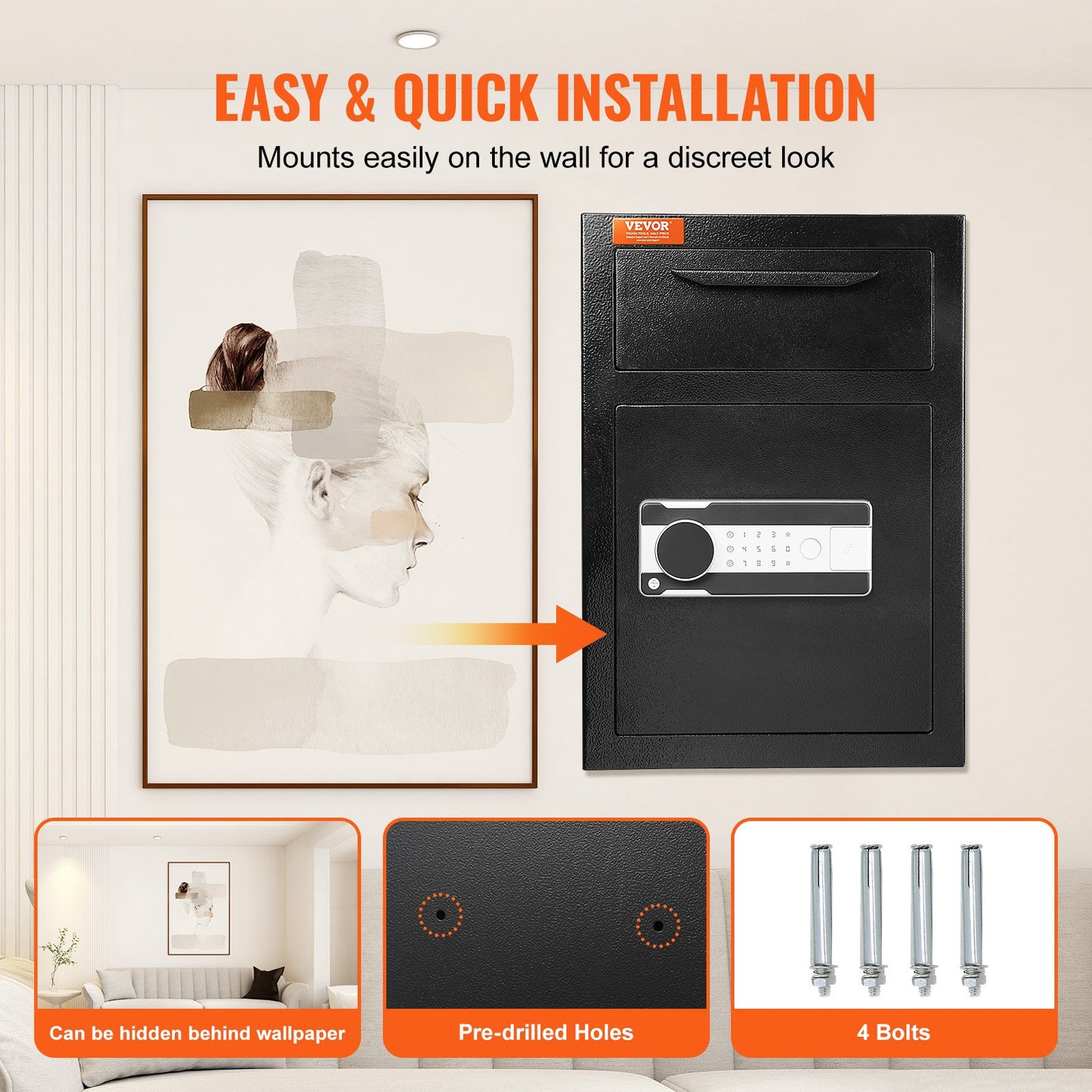 2.5 C Depository Safe Deposit Box with Drop Slot Password and Keys
