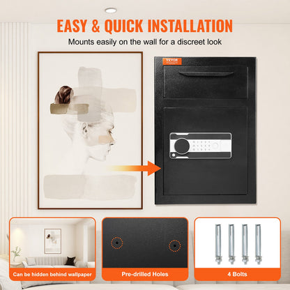 2.5 C Depository Safe Deposit Box with Drop Slot Password and Keys