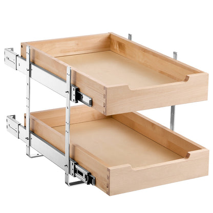 Ausziehbarer Schrank-Organizer mit 2 Ebenen, sanft schließende ausziehbare Holzschublade, 35,6 cm B x 53,3 cm T