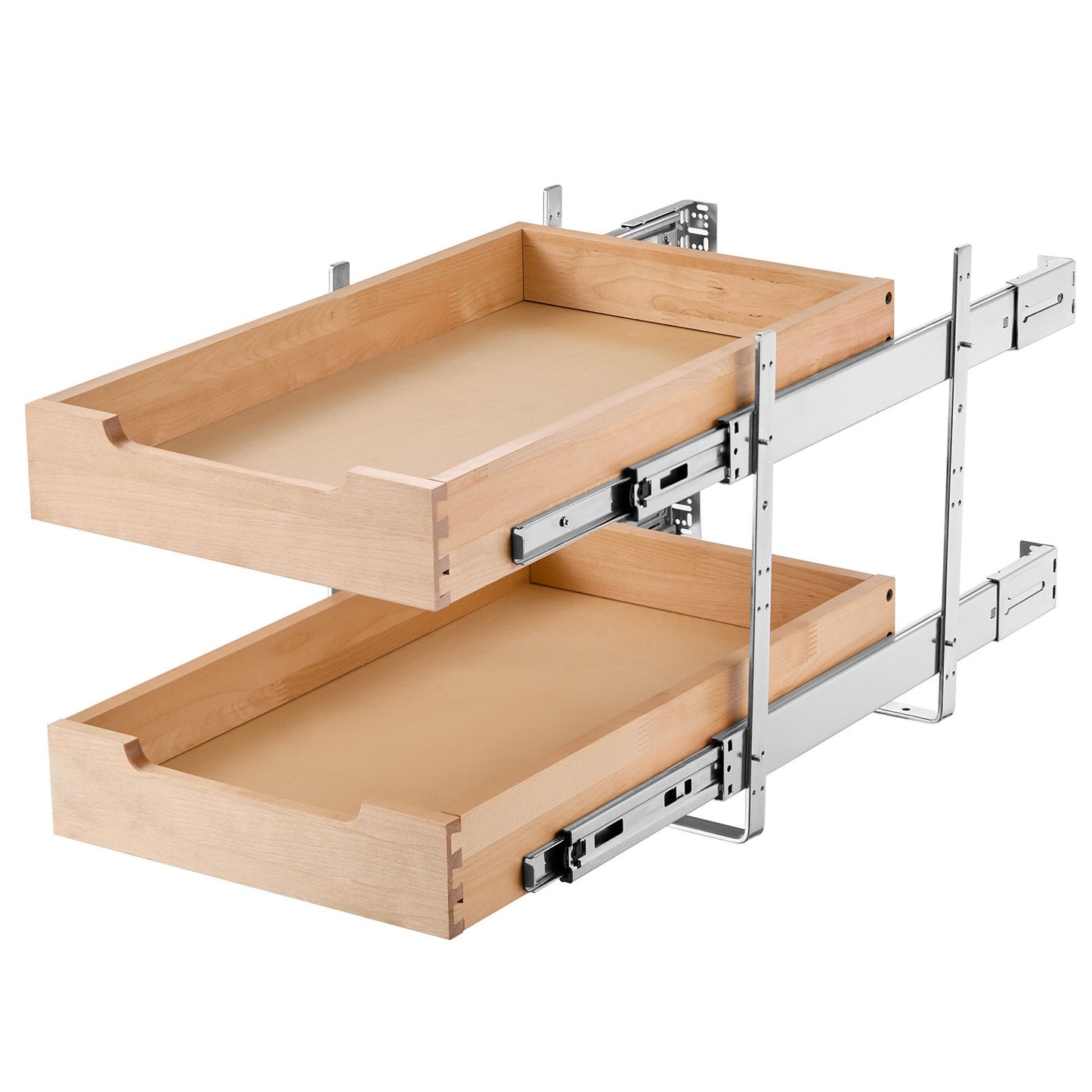 Ausziehbarer Schrank-Organizer mit 2 Ebenen, sanft schließende ausziehbare Holzschublade, 35,6 cm B x 53,3 cm T