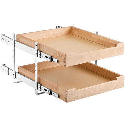 2-stufiger ausziehbarer Schrank-Organizer mit sanftem Schließmechanismus, Holzschublade, 50,8 cm B x 53,3 cm T
