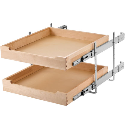 2-stufiger ausziehbarer Schrank-Organizer mit sanftem Schließmechanismus, Holzschublade, 50,8 cm B x 53,3 cm T