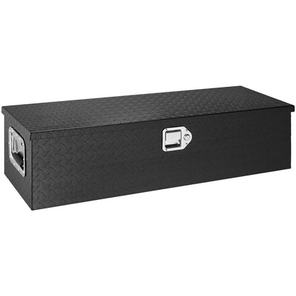 Heavy Duty lastbilsbädd i aluminium, verktygslåda med diamantplåt med sidohandtag och låsnycklar, förvaringsverktygslåda, förvaringsbox för pickup, lastbilsbädd, husbil, släp, 39"x13"x10", svart