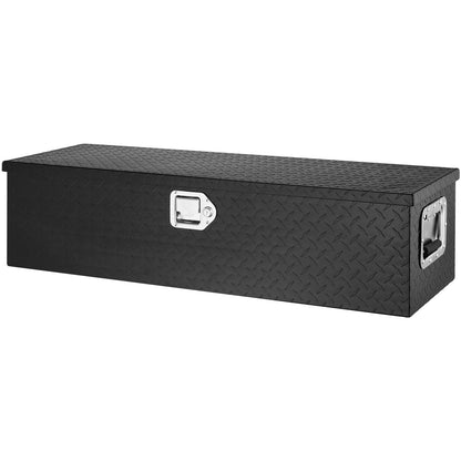 Heavy Duty lastbilsbädd i aluminium, verktygslåda med diamantplåt med sidohandtag och låsnycklar, förvaringsverktygslåda, förvaringsbox för pickup, lastbilsbädd, husbil, släp, 39"x13"x10", svart