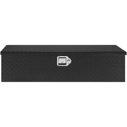 Heavy Duty lastbilsbädd i aluminium, verktygslåda med diamantplåt med sidohandtag och låsnycklar, förvaringsverktygslåda, förvaringsbox för pickup, lastbilsbädd, husbil, släp, 39"x13"x10", svart
