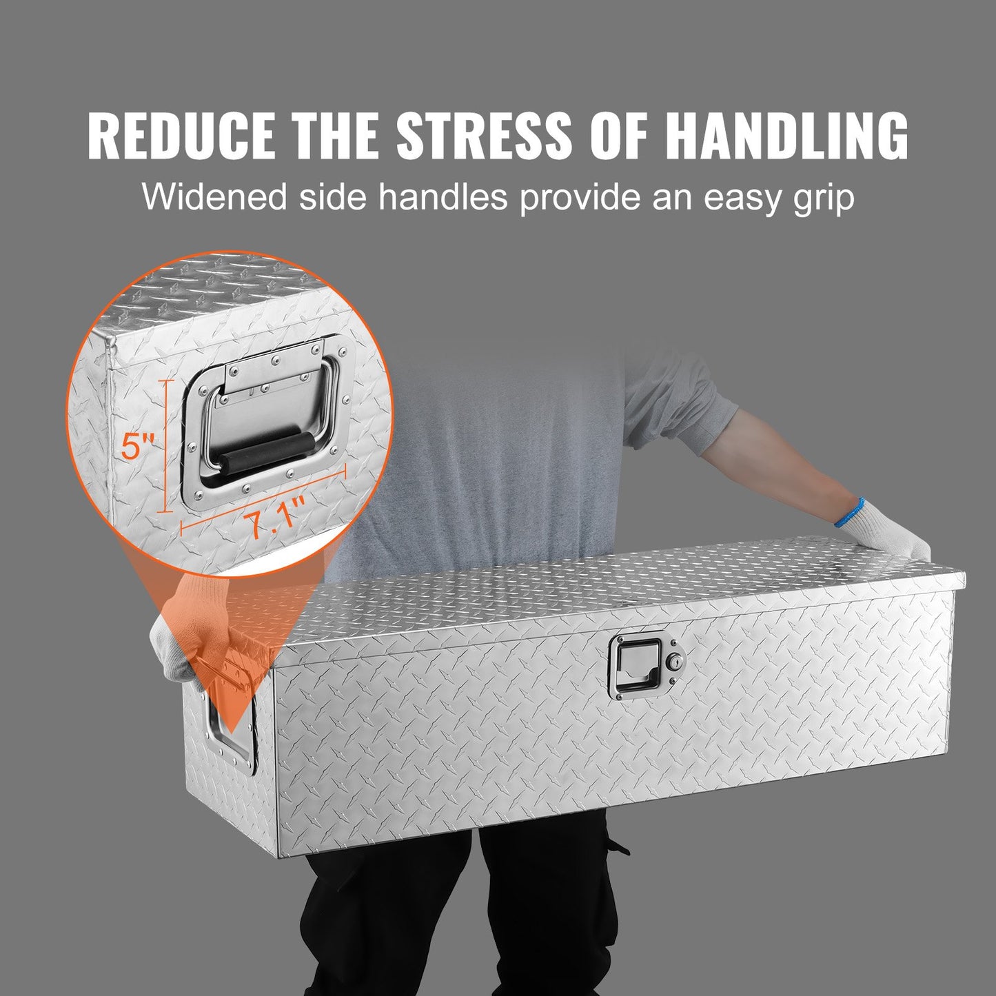Heavy Duty Aluminum Truck Bed Tool Box, Diamond Plate Tool Box with Side Handle and Lock Keys, Storage Tool Box Chest Box Organizer for Pickup, Truck Bed, RV, Trailer, 39"x13"x10", Silver