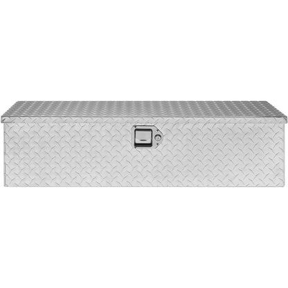 Robuste Aluminium-LKW-Ladefläche, Werkzeugkasten mit Diamantplatte und seitlichen Griffen und Verriegelungsschlüsseln, Aufbewahrungswerkzeugkasten, Box für Pickup, LKW-Ladefläche, Wohnmobil, Anhänger, 99 x 33 x 25 cm, Silber