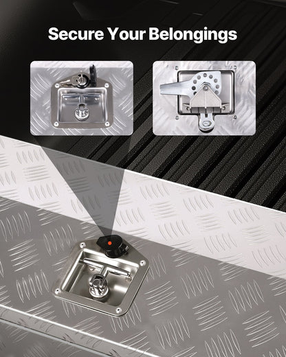 Heavy Duty Aluminum Truck Bed Tool Box, Stripes Plated Tool Box with Side Handle and T-Lock Keys, Storage Toolbox Chest Organizer for Trailer, Pickup, Truck Bed, RV, 30"x13"x13", Silver